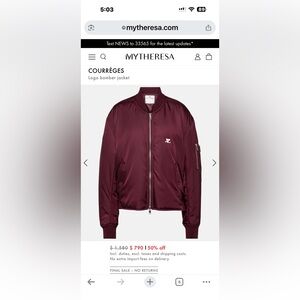 Courteges women Burgundy Bomber Jacket purple red in M